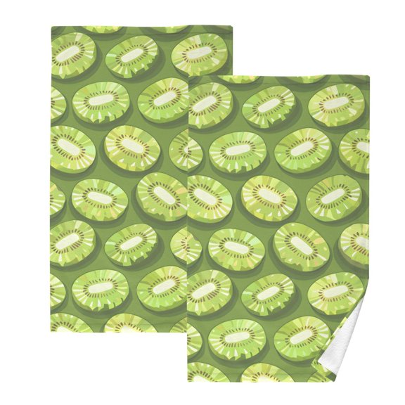 Many Kiwi Pixel Style Cotton Towel Set Face Hand Towels 2 Pack Soft Absorbent 16x28in