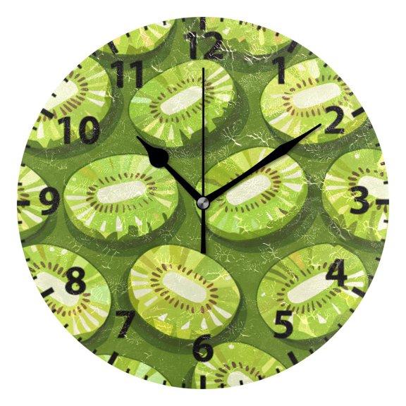 Many Kiwi Pixel Style Wall Clock 10in Round Artistic Oil Painting Home Decor Desk Table Clock