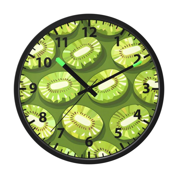 Many Kiwi Pixel Style Wall Clock 12 Inch Voice Activated Night Light Silent Non Ticking