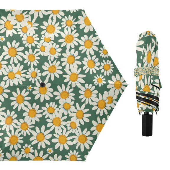 Many Little Daisies Compact Sun Umbrella Windproof Travel Umbrellas for Rain Strong Portable UV Protection