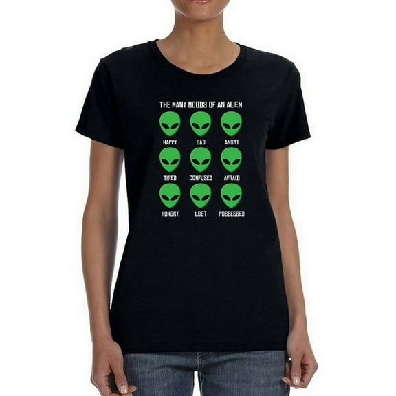 Many Moods Of An Alien Women T-Shirt, Female Medium