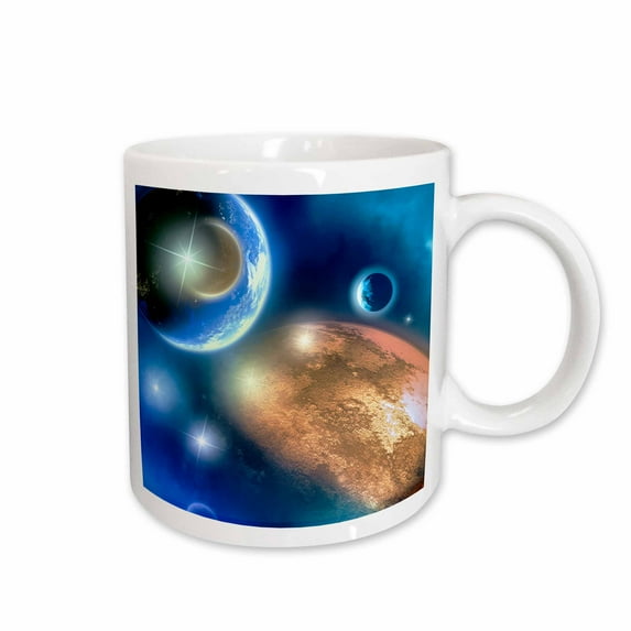 3drose, Many New Planets with Moons Arise in Space, 11oz Mug