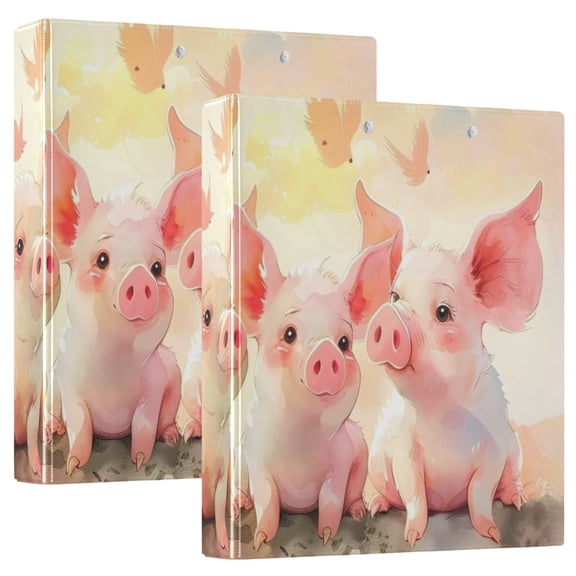 Many Pigs 3 Ring Binders 1.5 inch Hardcover File Folders with Interior Pockets A4 Size Organizer for School Office Hospital
