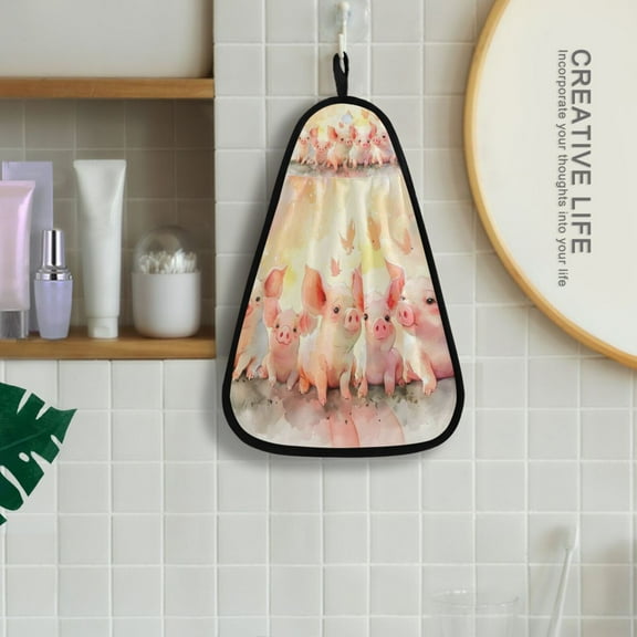 Many Pigs Hanging Kitchen Towel Machine Washable Hand Towel Bathroom Absorbent Towel Quick Dry Dishcloth