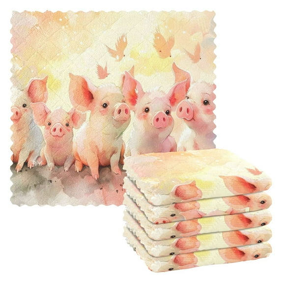 Many Pigs Kitchen Towels 6 Pcs Dish Towels Absorbent Soft Quick Dry Towel Dish Rags for Washing Dishes