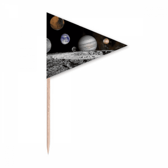 Many Planets Dark Universe Toothpick Triangle Cupcake Toppers Flag