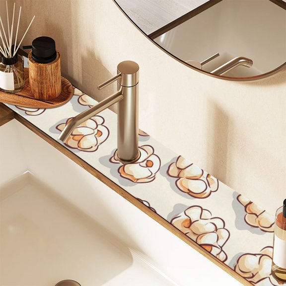 Many Popcorns Sink Splash Guard Faucet 14.7x5.4in Drying Mat Drying Mat Absorbent Pad for Bathroom Kitchen 1PCS