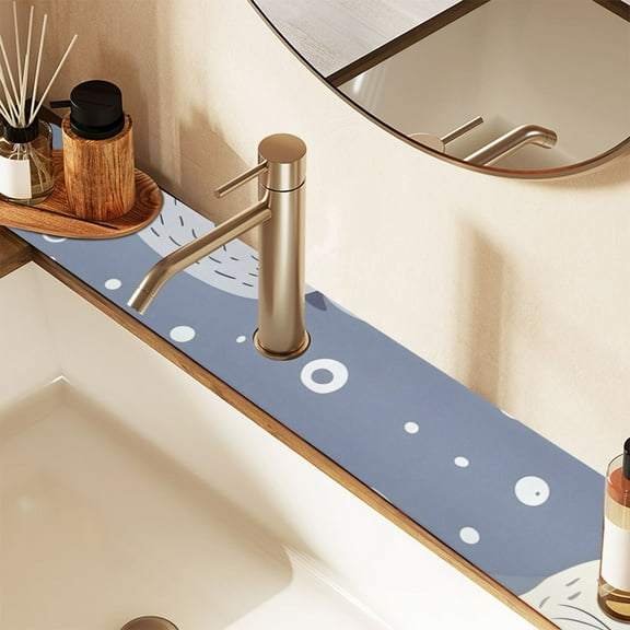 Many Seals Sink Splash Guard Faucet 14.7x5.4in Drying Mat Drying Mat Absorbent Pad for Bathroom Kitchen 1PCS