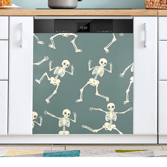 Many Skeleton Dancing Dishwasher Magnetic Refrigerator Magnet Cover Kitchen Art Panel Decal Sticker Home Decorative 23"x26"