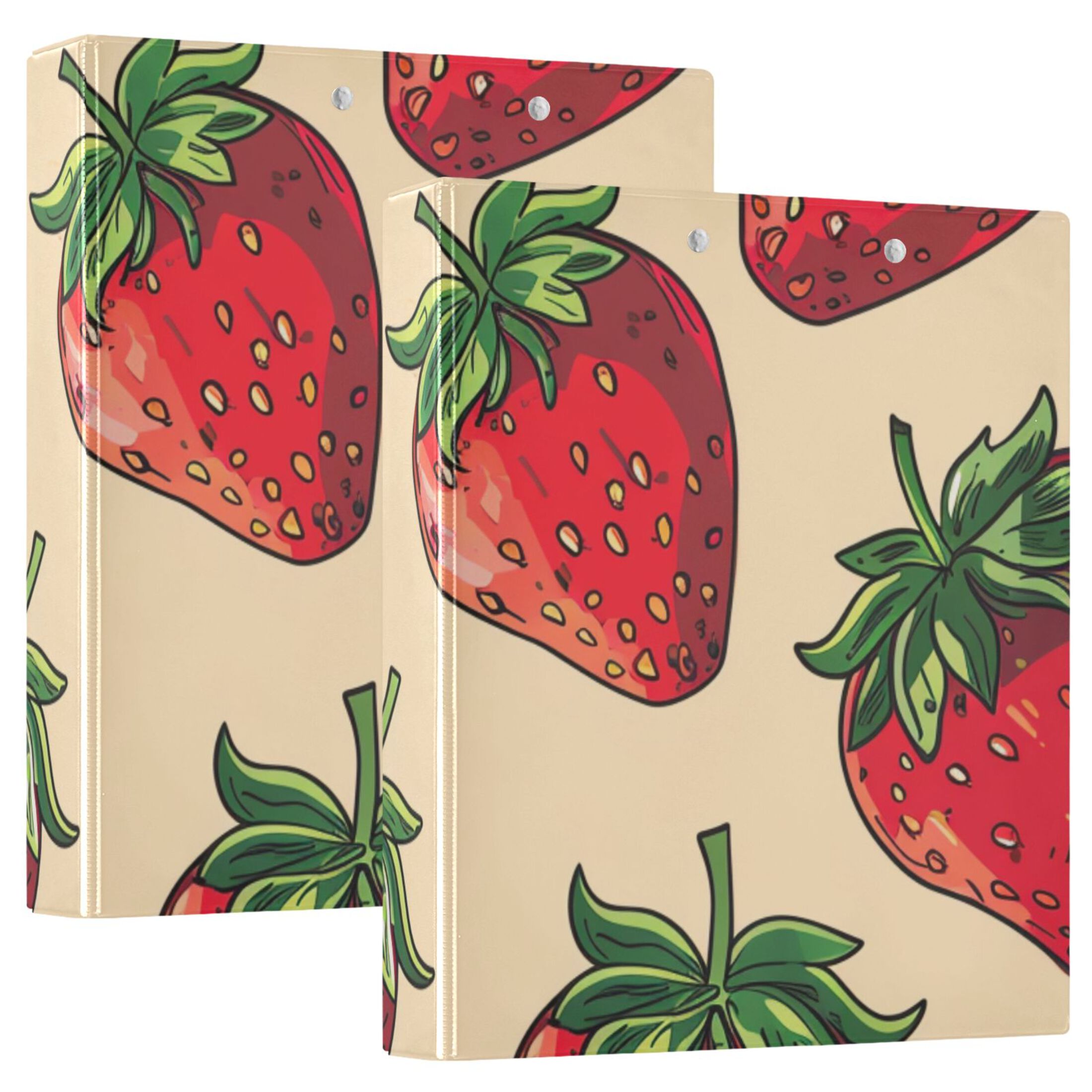 Many Strawberries 3 Ring Binders 1.5 inch Hardcover File Folders with Interior Pockets A4 Size Organizer for School Office Hospital