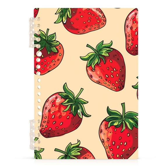 Many Strawberries Ring Binder Notebook Journey Note Diary College Ruled Spiral Notebook Study Loose Leaf Paper A5 60 Pages