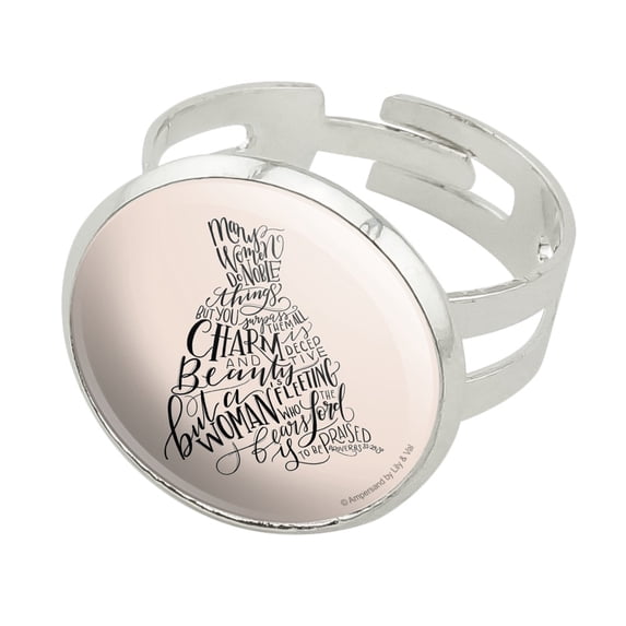 Many Women Do Noble Things Proverbs Silver Plated Adjustable Novelty Ring