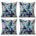 thumbnail image 1 of Many blue butterflies are dreamy Linen toss pillowcase Decoration pillowcase Gift preferred 24x24" Cushion cover 4 set Sofa pillowcase Sofa bedroom living room car, 1 of 8