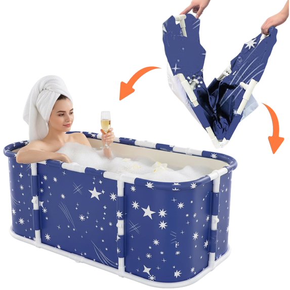 ManyFun 47" Folding Tub, Portable Foldable Bathtub for Adults, Soaking Bathtub for Hot Bath and Ice Bath
