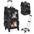 thumbnail image 1 of ManyFun Double Cat Backpack Carrier with Wheels Pet Carrier for Cat Small Dog Traveling Picnic Black, 1 of 10