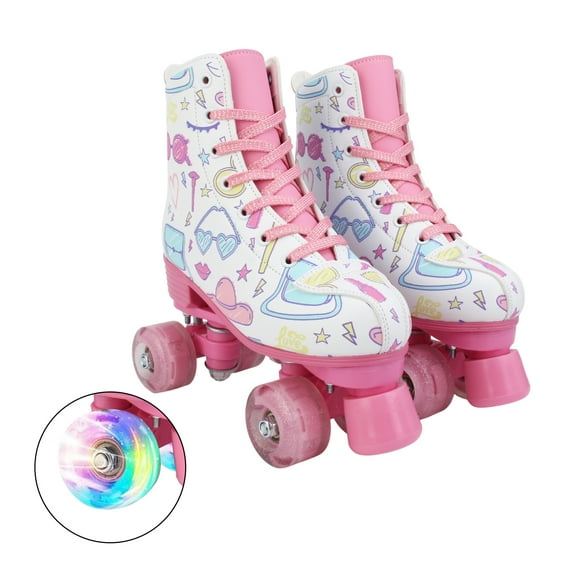ManyFun Roller Skates for Women, Girls Kid Teen Light up 4 Wheels Roller Skates(Youth 5/Women 5.5)