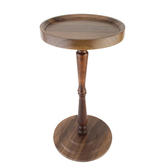 ManyFun Round Side Table, Wood Drink Table for Small Spaces, Round End Table for Living Room, Bedroom, Sofa Couch, Corners (Brown Spindle-shaped)