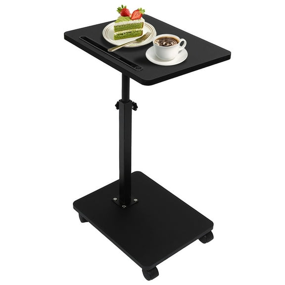 ManyFun Side Table TV Tray for Couch,Height Adjustable C Shaped End Table for Small Spaces,Bedside Bathroom Living Room (Black)