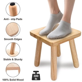 ManyFun Wooden Step Stool for Adults, Small Wooden Stool, Square Stool Sitting Stool(Wood)