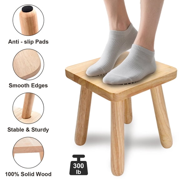 ManyFun Wooden Step Stool for Adults, Small Wooden Stool, Square Stool Sitting Stool(Wood)