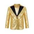 thumbnail image 1 of Manyakai Boy's Shiny Sequins Tuxedo Suit Jacket Party Prom Wedding Blazer Jackets Slim Fit Formal Gold 14, 1 of 7