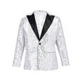 thumbnail image 1 of Manyakai Boy's Shiny Sequins Tuxedo Suit Jacket Party Prom Wedding Blazer Jackets Slim Fit Formal Silver 12, 1 of 7