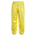 thumbnail image 1 of Manyakai Boys Girls Shiny Metallic Dance Pants Leggings Glittery Trousers Bell Bottoms Jazz Hip Hop Gold 140, 1 of 6