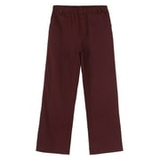 Manyakai Boys Kids Trousers Elastic Waist Chino Pants School Uniform Pull On Smart Dress Pants Burgundy 8