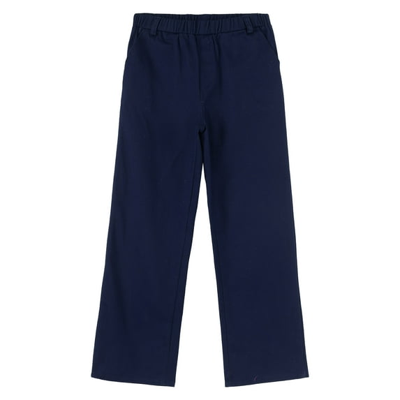 Manyakai Boys Kids Trousers Elastic Waist Chino Pants School Uniform Pull On Smart Dress Pants Navy Blue 16