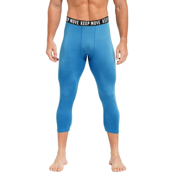 Manyakai Compression Pants for Men Workout Running Leggings Tights Thermal Base Layer Athletic Blue M