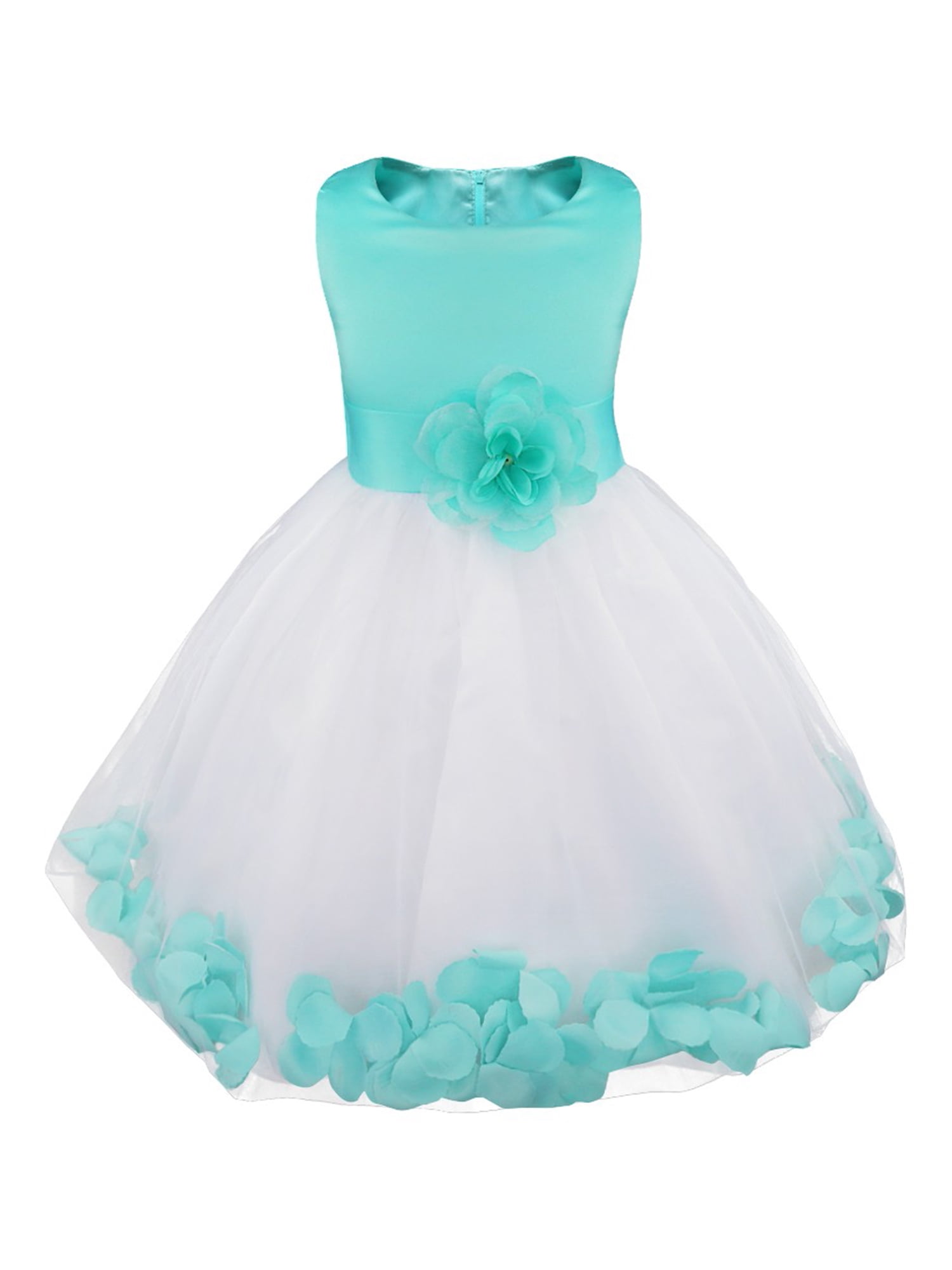 Manyakai Flower Girls Wedding Party Bridesmaid Dress Kids Princess Bowknot  Dresses with 3D Floral Turquoise 12 - Walmart.com