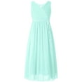thumbnail image 1 of Manyakai Girls' Chiffon Dress Beaded Wedding Junior Bridesmaid Dance Party Prom Mint Green 14, 1 of 5