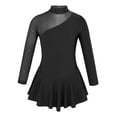 thumbnail image 1 of Manyakai Girls Figure Roller Ice Skating Leotard Dress Mesh Splice Long Sleeve Ballet Dance Outfit Black 4, 1 of 7