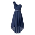 thumbnail image 1 of Manyakai Girls One Shoulder Chiffon Wedding Bridesmaid High Low Dress Pageant Prom Ball Gown Navy Blue 10, 1 of 7