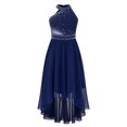 thumbnail image 1 of Manyakai Girls Shiny Sequin Sleeveless High-low Hem Flower Girls Dress Wedding Birthday Navy Blue 12, 1 of 7