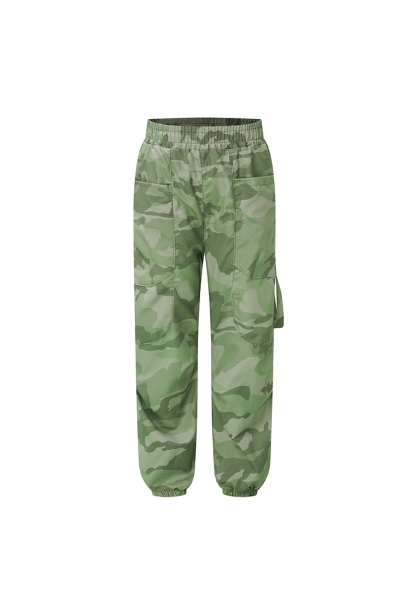 Kids Boys Camouflage Trousers Casual Cargo Joggers Pants Sweatpants Hiking Climbing Jogging Army Green 150