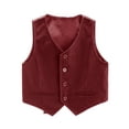 thumbnail image 1 of Manyakai Kids Boys Suit Waistcoat for Wedding Birthday Party V Neck Formal Vest Burgundy 4T, 1 of 5