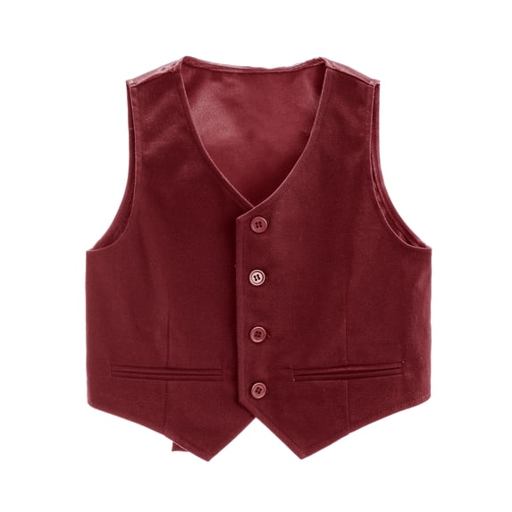 Manyakai Kids Boys Suit Waistcoat for Wedding Birthday Party V Neck Formal Vest Burgundy 5