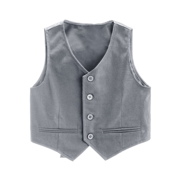 Manyakai Kids Boys Suit Waistcoat for Wedding Birthday Party V Neck Formal Vest Gray 6