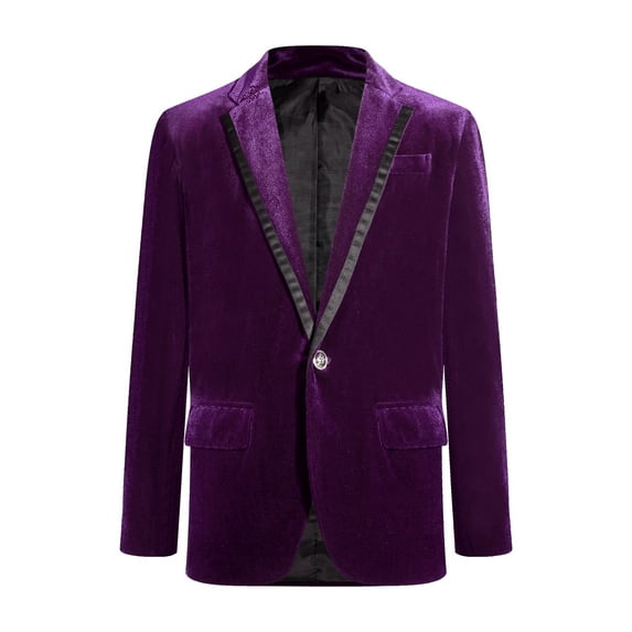 Manyakai Kids Boys Velvet Formal Blazer Casual Long Sleeve Lapel Suit Jacket Dark Purple 10