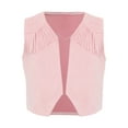 thumbnail image 1 of Manyakai Kids Cowboy Cowgirl Costume Vest Halloween Carnival Sleeveless Open Front Tassel Waistcoat Pink 14, 1 of 7