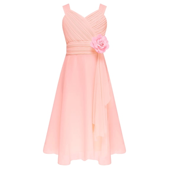 Manyakai Kids Flower Girl Wedding Dresses Sleveless Pageant Party Gowns A-Line Swing Summer Dress Pink 8