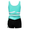 thumbnail image 1 of Manyakai Kids Girls 2 Piece Active Dancewear Outfit Crop Top and Shorts Set for Gymnastics Dancing Blue Green 10, 1 of 7