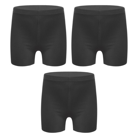 Manyakai Kids Girls 3 Pack Ice Silk Shorts Dance Bike Shorts Gymnastics Yoga Athletic Bottom Safety Black 110