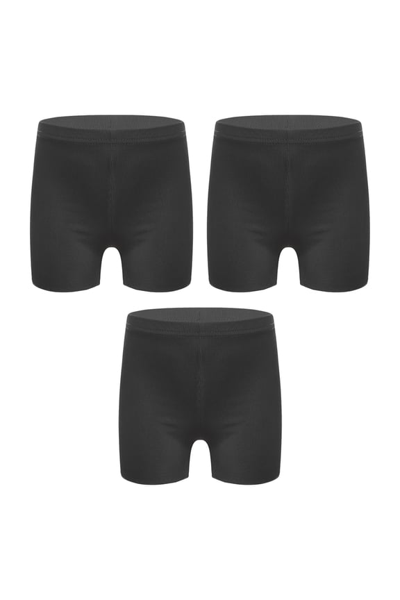 Kids Girls 3 Pack Ice Silk Shorts Dance Bike Shorts Gymnastics Yoga Athletic Bottom Safety Black 110