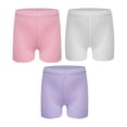 thumbnail image 1 of Manyakai Kids Girls 3 Pack Ice Silk Shorts Dance Bike Shorts Gymnastics Yoga Athletic Bottom Safety White&Pink&Purple 160, 1 of 5