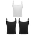 thumbnail image 1 of Manyakai Kids Girls 3 Pack Solid Color Ribbed Camisole Undershirt Sleeveless Sports Dance Tank Vest Black&Black&White L, 1 of 4