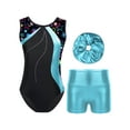 thumbnail image 1 of Manyakai Kids Girls 3Pcs Gymnastics with Shorts Headband Set Sleeveless Ballet Leotard Dance Biketard Blue Green 12, 1 of 5