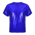 thumbnail image 1 of Manyakai Kids Girls Boys Shiny Metallic T-Shirt Short Sleeves Hip Hop Jazz Dance Performance Tees Royal Blue 100, 1 of 7