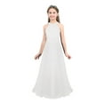 thumbnail image 1 of Manyakai Kids Girls Floral Lace Chiffon Sleeveless Bridesmaid Wedding Party Maxi Flower Girl Dress White 12, 1 of 7